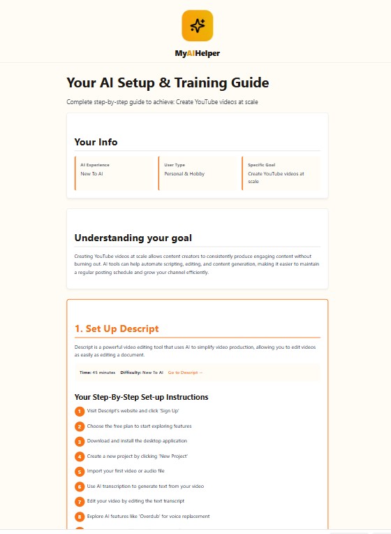 An example AI setup guide intro page.